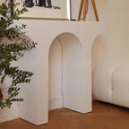 Arched Wood White Double Pedestal Console Table