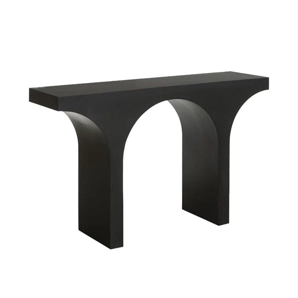 Arched Wood White Double Pedestal Console Table
