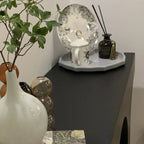 Arched Wood White Double Pedestal Console Table