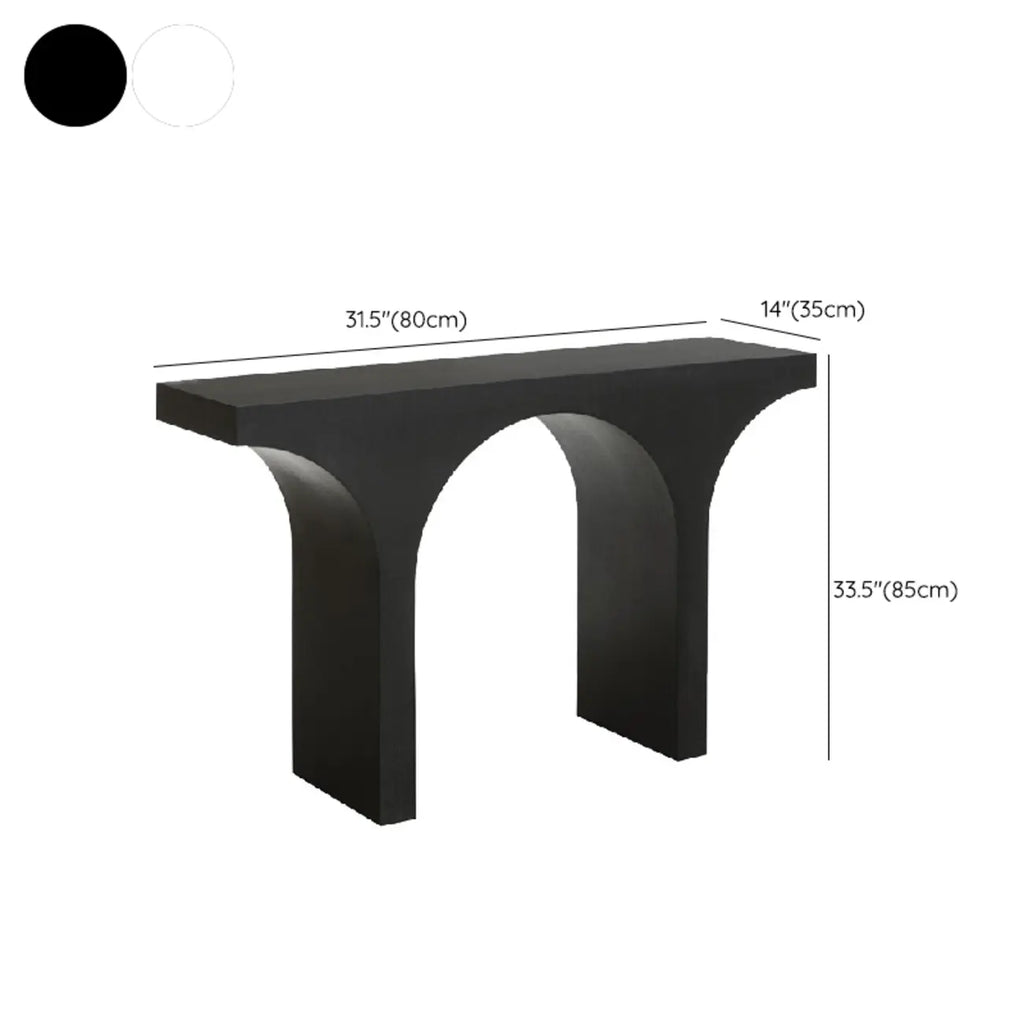 Arched Wood White Double Pedestal Console Table