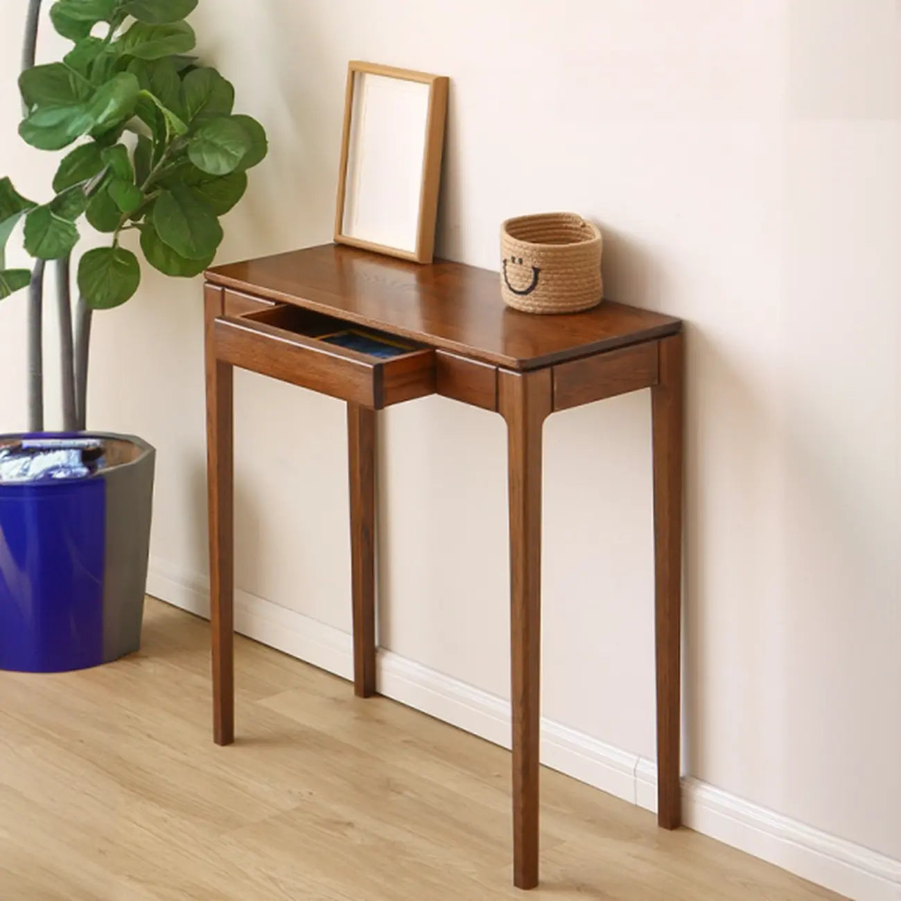 Rectangular Cherry Wood 2 Drawers Console Table