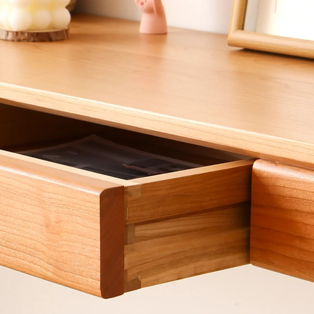 Rectangular Cherry Wood 2 Drawers Console Table