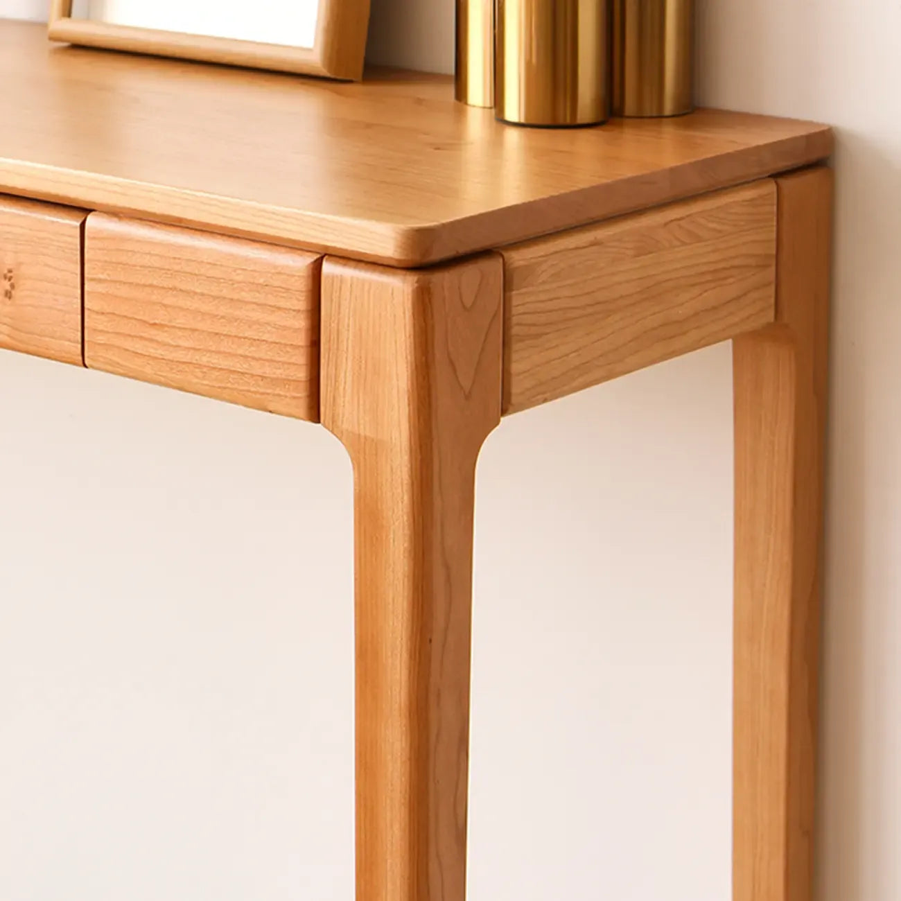 Rectangular Cherry Wood 2 Drawers Console Table
