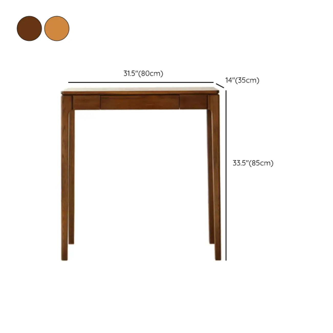 Rectangular Cherry Wood 2 Drawers Console Table