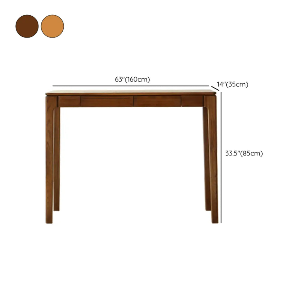 Rectangular Cherry Wood 2 Drawers Console Table