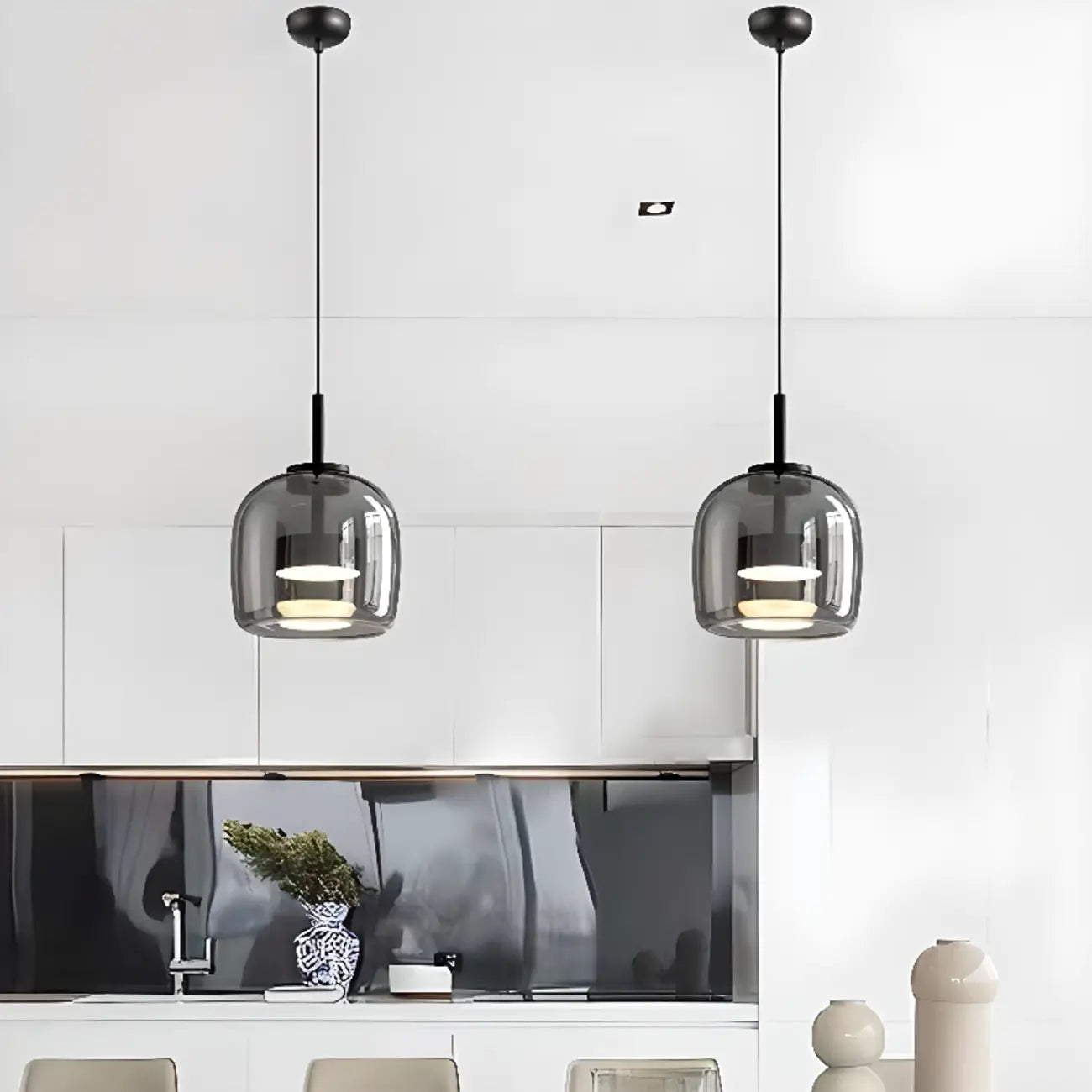 Dimmable Geometric Metal Glass LED Pendant Light