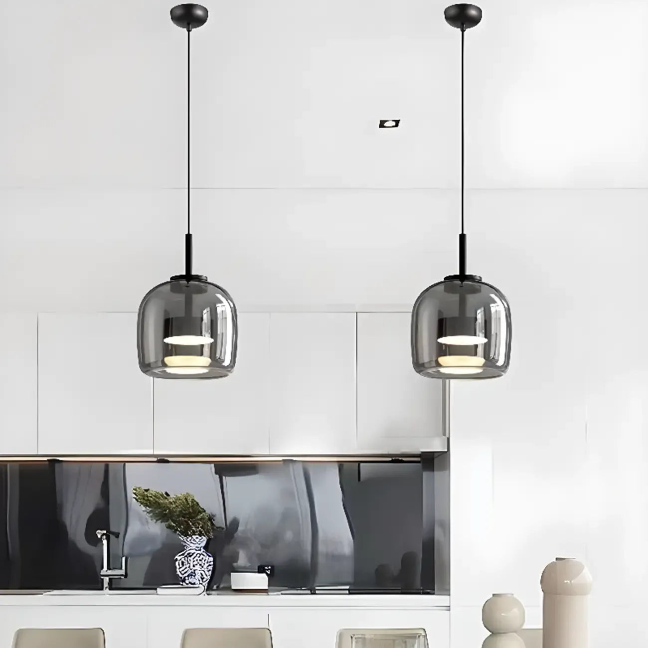 Dimmable Geometric Metal Glass LED Pendant Light