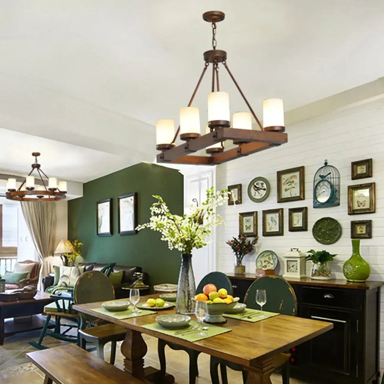 6-Light Industrial Metal Kitchen Island Pendant Lighting