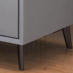 Modern white bedside table with two storage drawers