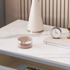 Modern white bedside table with two storage drawers