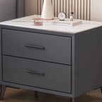 Modern white bedside table with two storage drawers