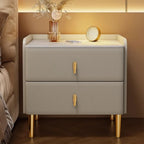 Modern Narrow Small Bedside Table Stone Top with Drawer Storage
