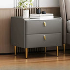 Modern Narrow Small Bedside Table Stone Top with Drawer Storage