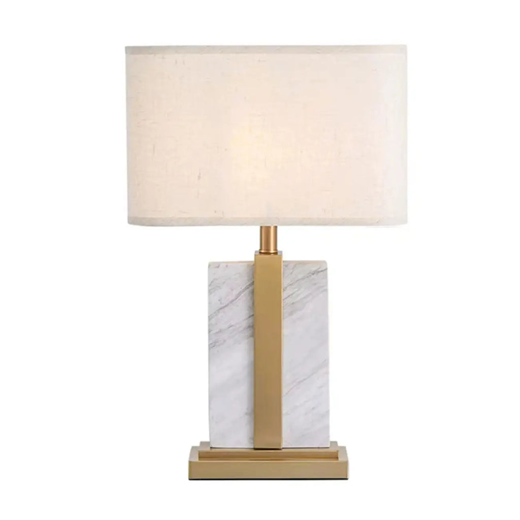Plug-In Modern Beige and Gold Table Lamp for Bedroom