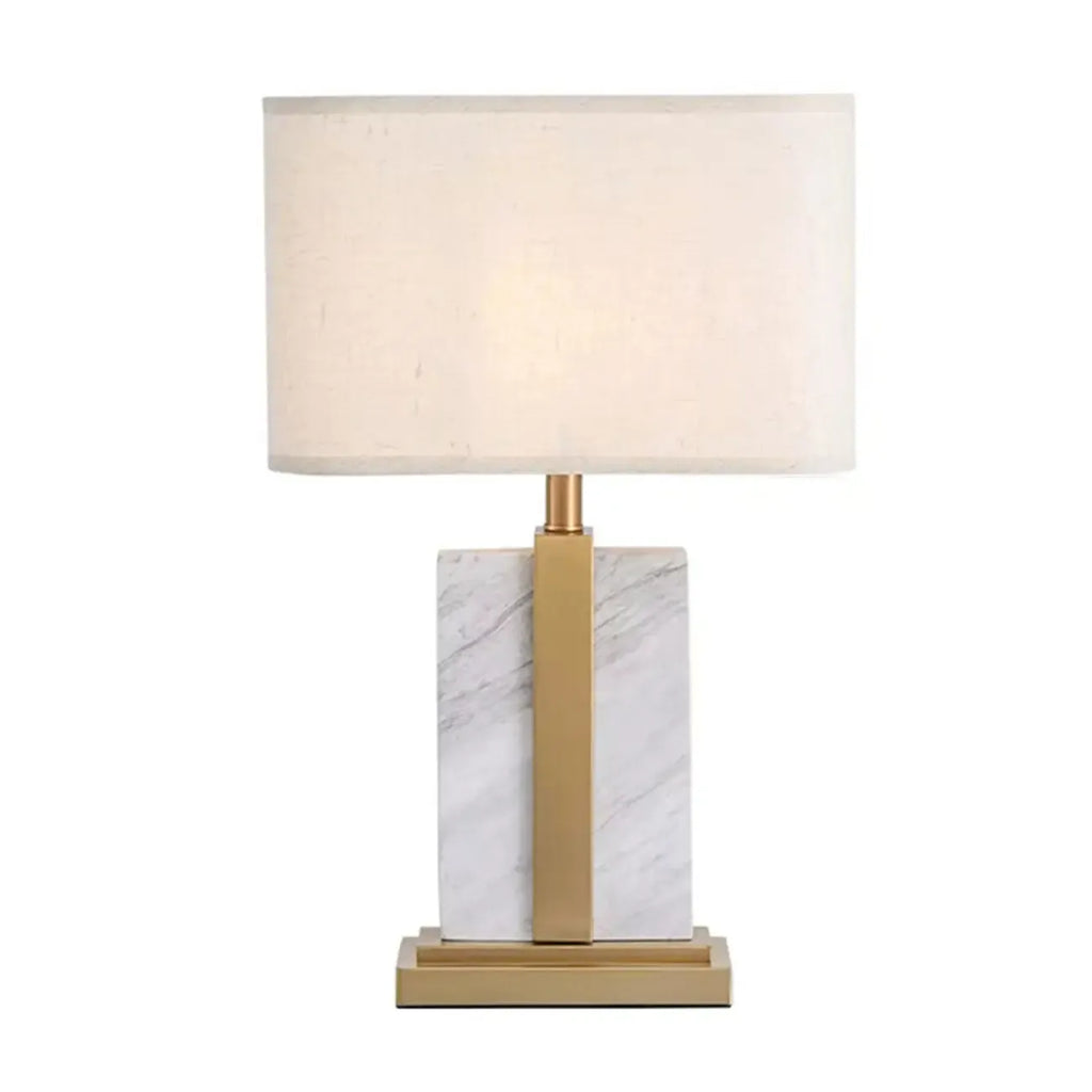 Plug-In Modern Beige and Gold Table Lamp for Bedroom