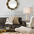 Plug-In Modern Beige and Gold Table Lamp for Bedroom