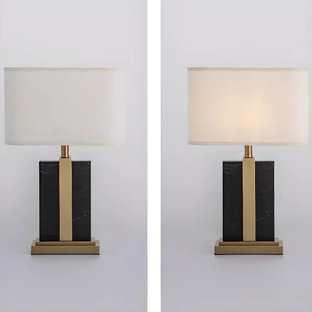 Plug-In Modern Beige and Gold Table Lamp for Bedroom