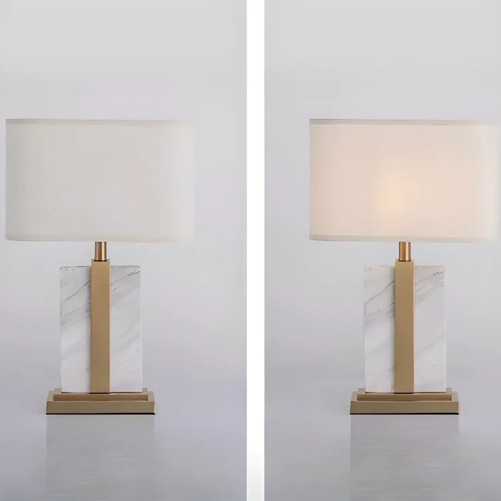 Plug-In Modern Beige and Gold Table Lamp for Bedroom