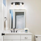 3-Light Black Clear Glass Cylinder Vanity Lights