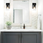 3-Light Black Clear Glass Cylinder Vanity Lights