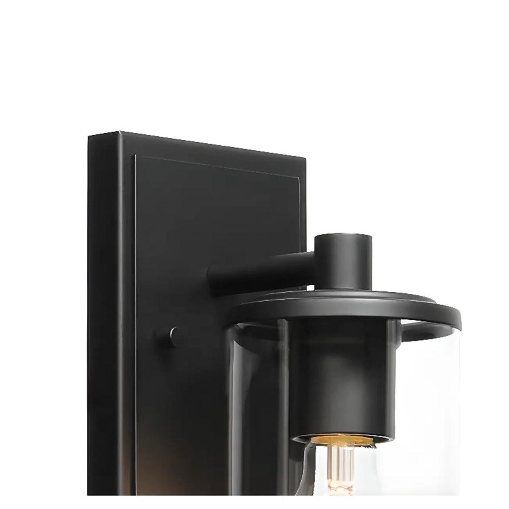 3-Light Black Clear Glass Cylinder Vanity Lights