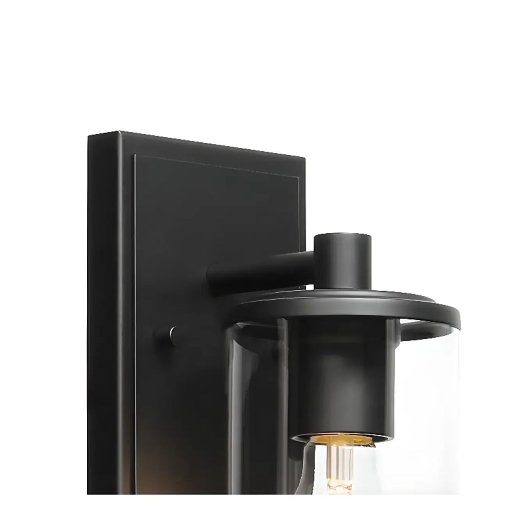 3-Light Black Clear Glass Cylinder Vanity Lights
