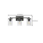3-Light Black Clear Glass Cylinder Vanity Lights