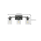 3-Light Black Clear Glass Cylinder Vanity Lights
