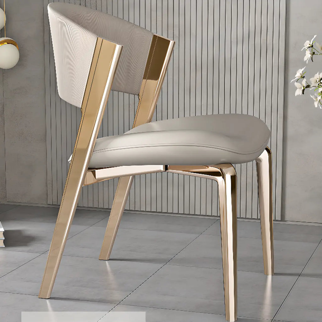 Glam Modern Low Back Faux Leather Dining Chair
