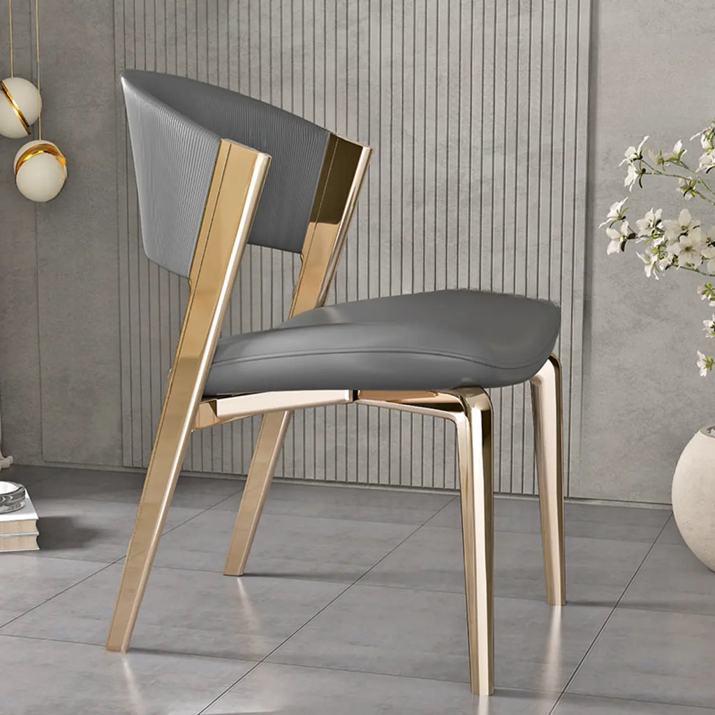 Glam Modern Low Back Faux Leather Dining Chair