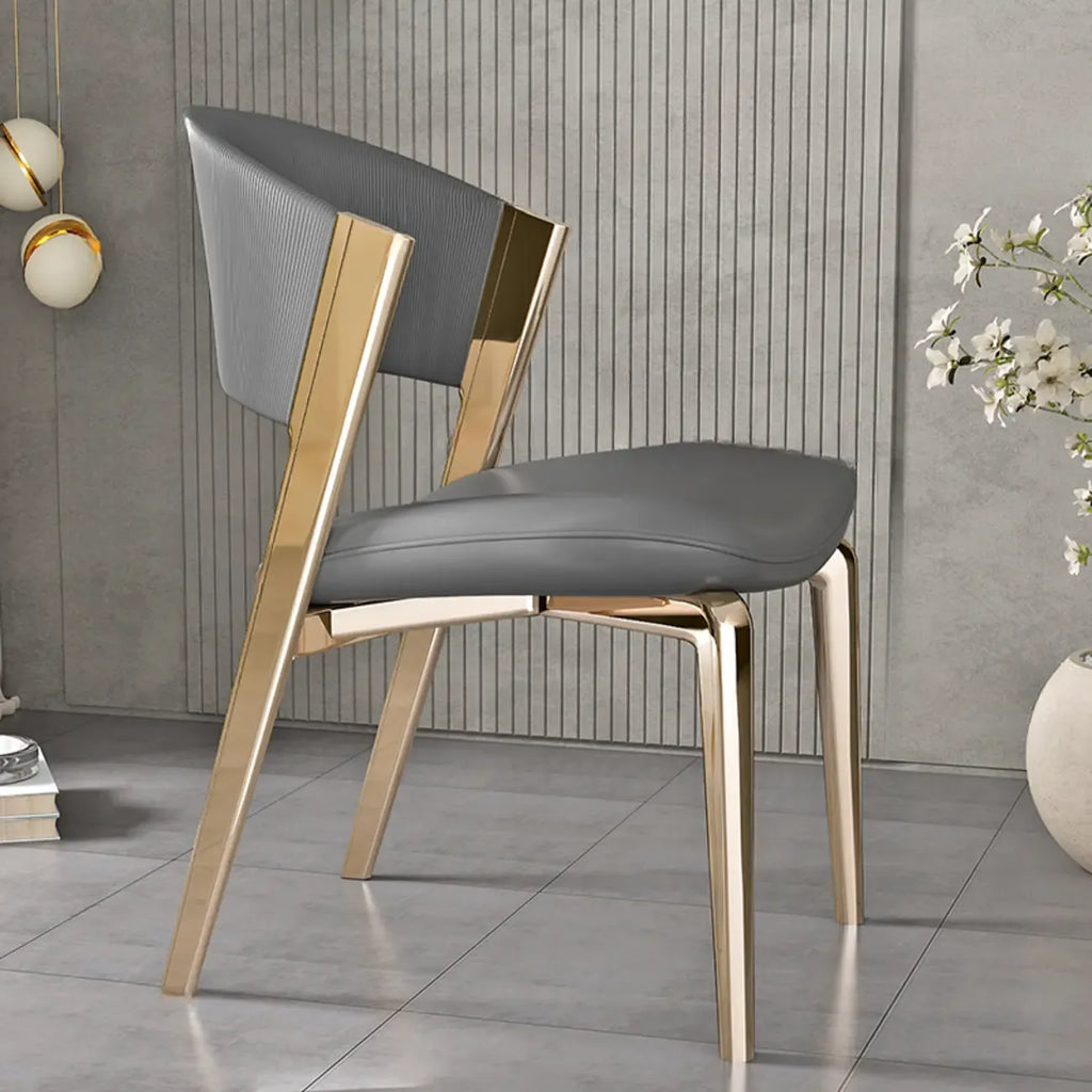 Glam Modern Low Back Faux Leather Dining Chair