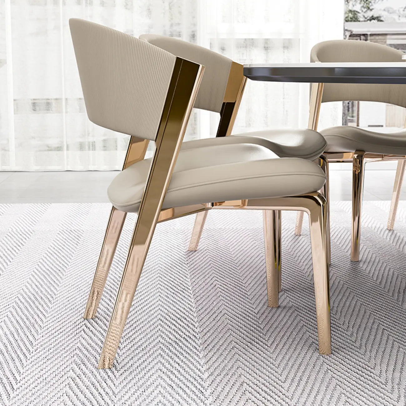 Glam Modern Low Back Faux Leather Dining Chair