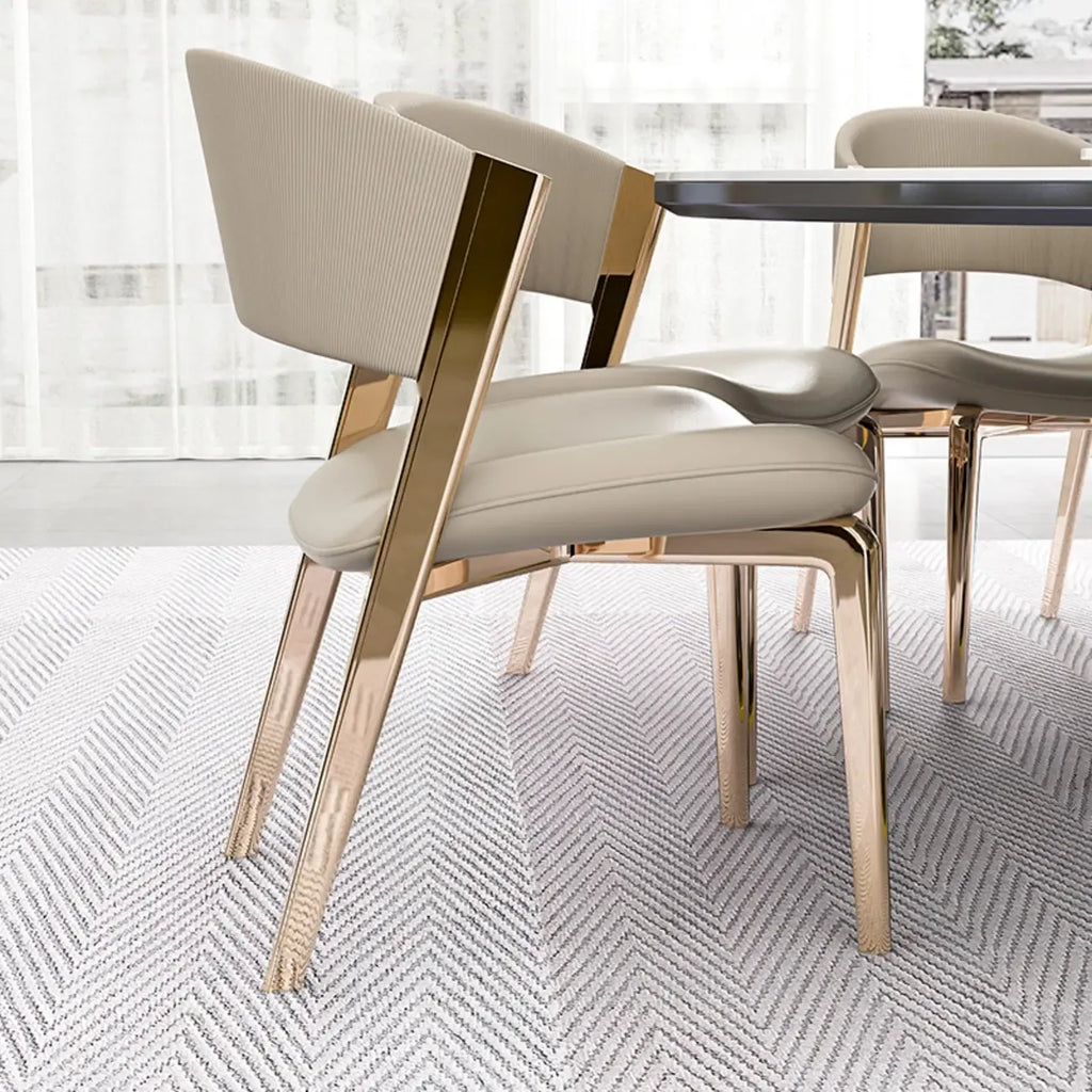 Glam Modern Low Back Faux Leather Dining Chair