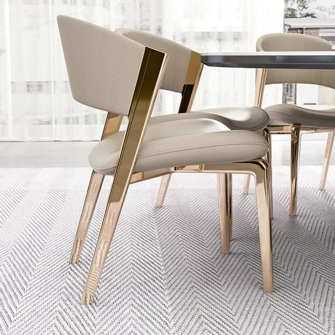 Glam Modern Low Back Faux Leather Dining Chair