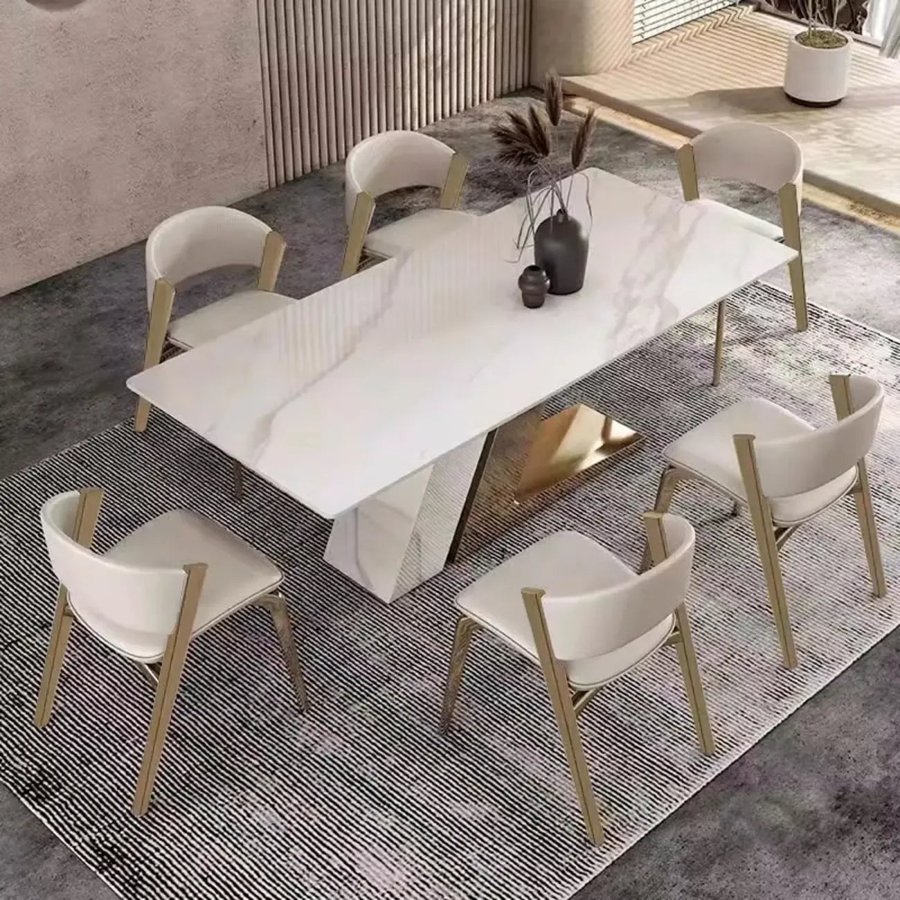 Glam Modern Low Back Faux Leather Dining Chair