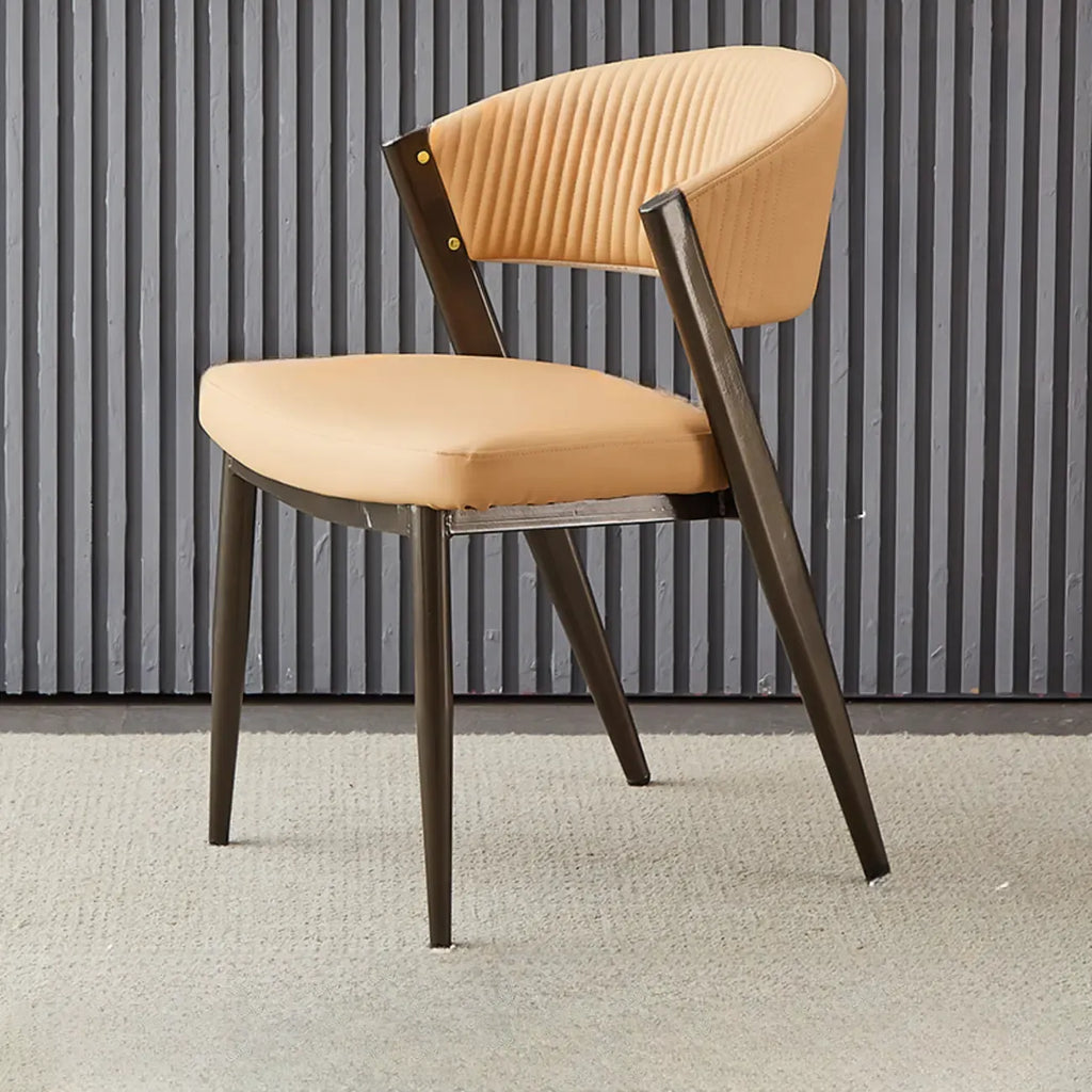 Glam Modern Low Back Faux Leather Dining Chair