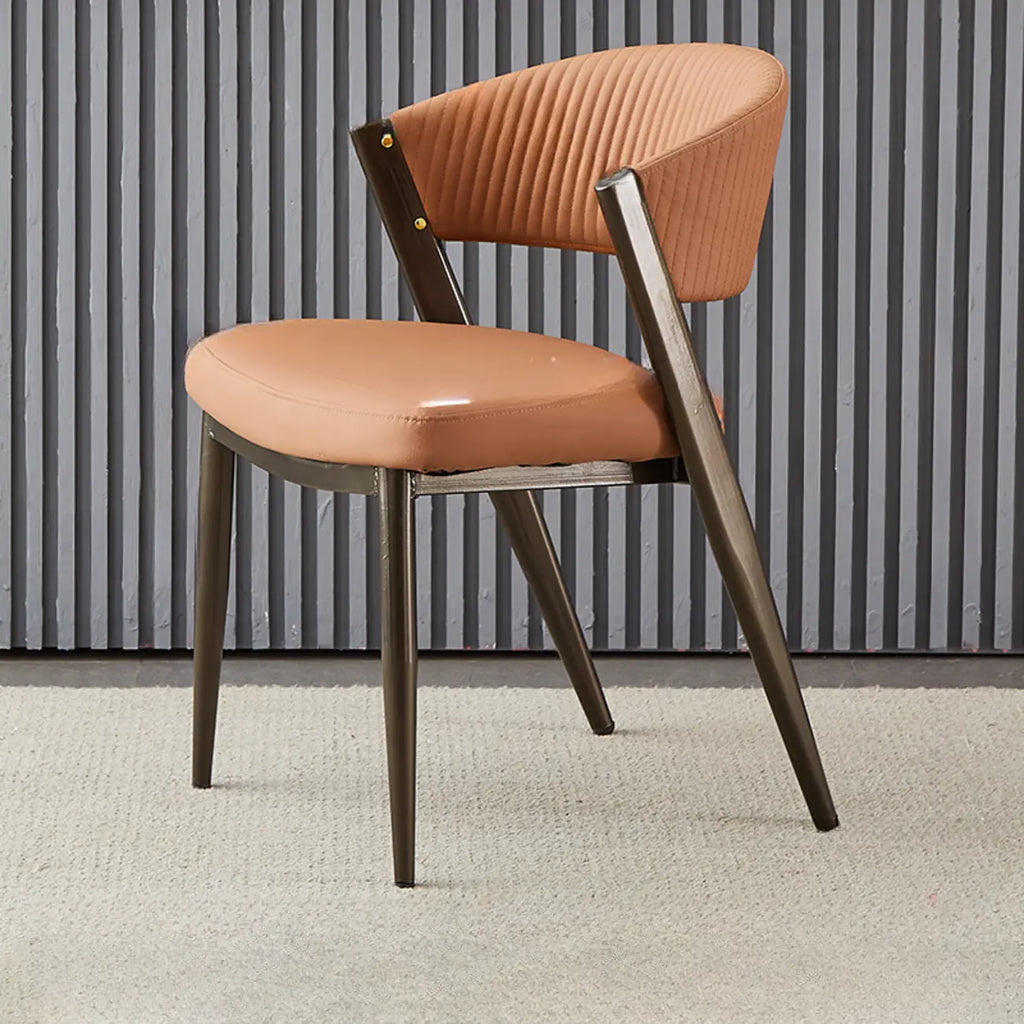 Glam Modern Low Back Faux Leather Dining Chair