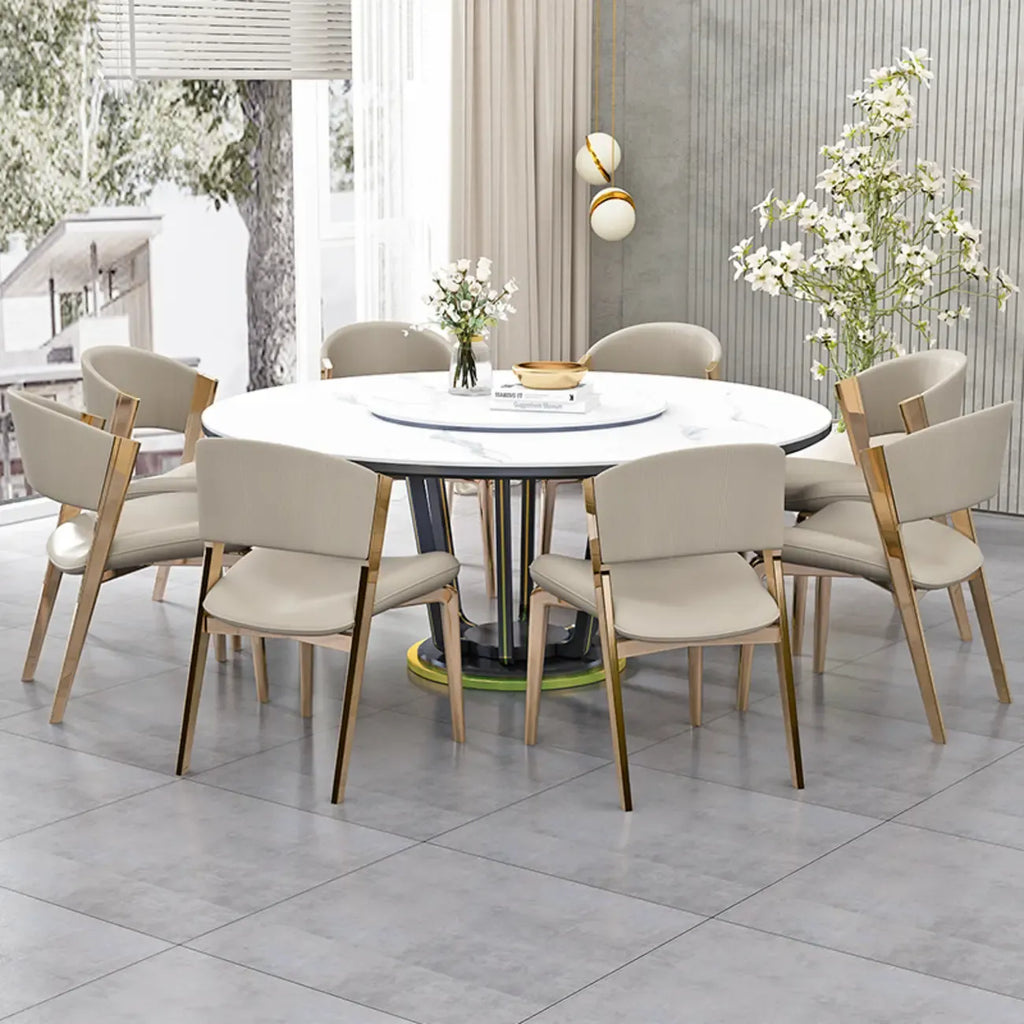 Glam Modern Low Back Faux Leather Dining Chair