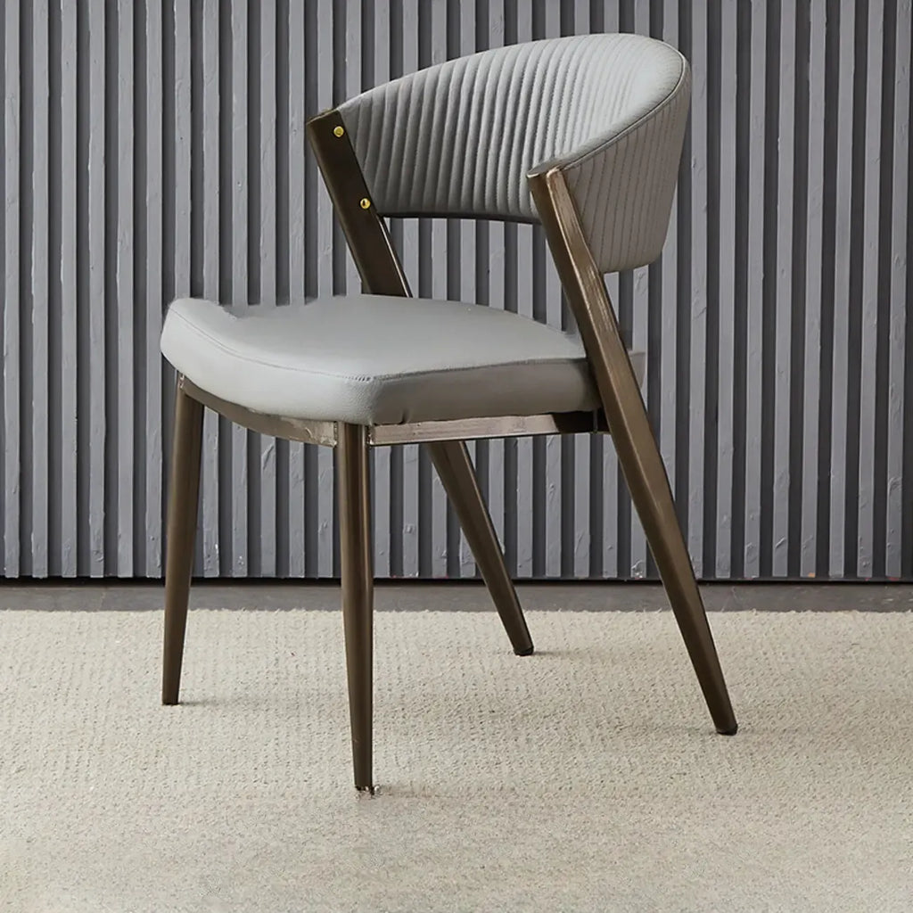 Glam Modern Low Back Faux Leather Dining Chair