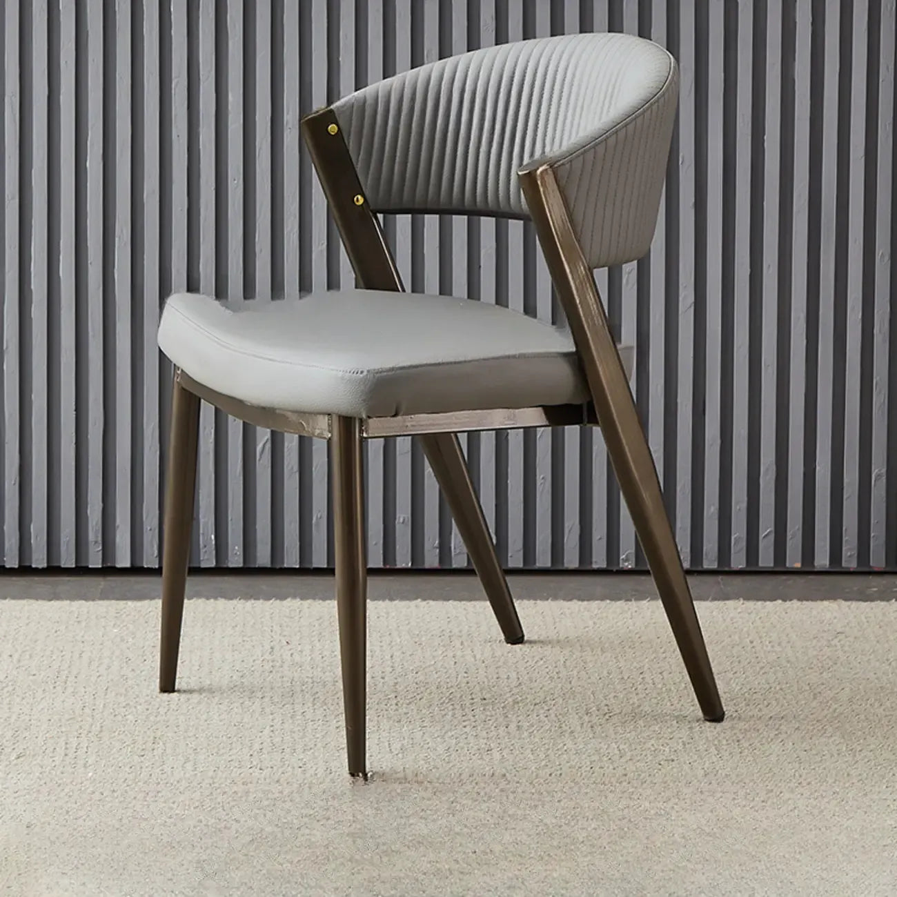 Glam Modern Low Back Faux Leather Dining Chair