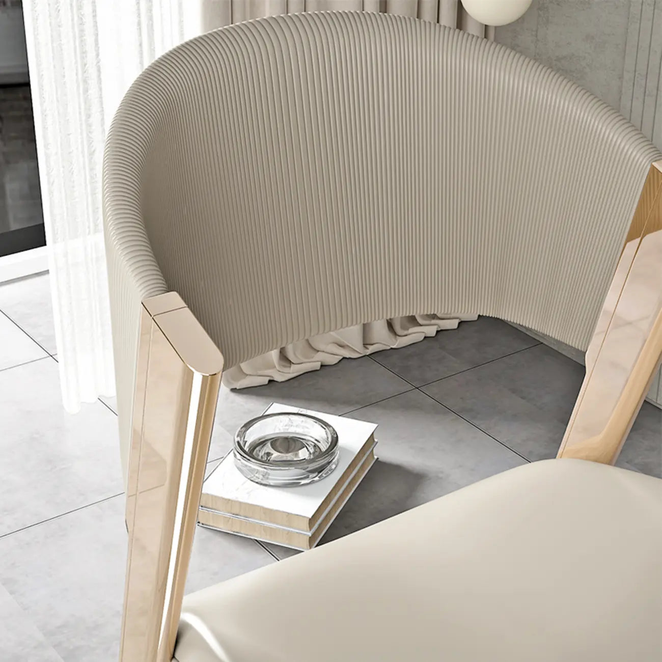 Glam Modern Low Back Faux Leather Dining Chair