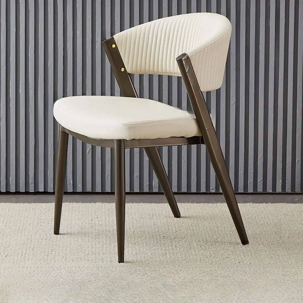 Glam Modern Low Back Faux Leather Dining Chair