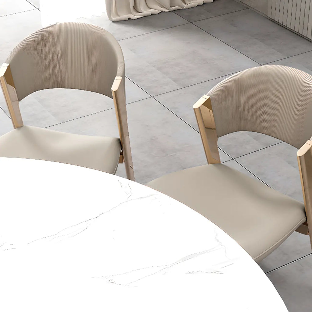 Glam Modern Low Back Faux Leather Dining Chair