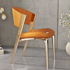 Glam Modern Low Back Faux Leather Dining Chair