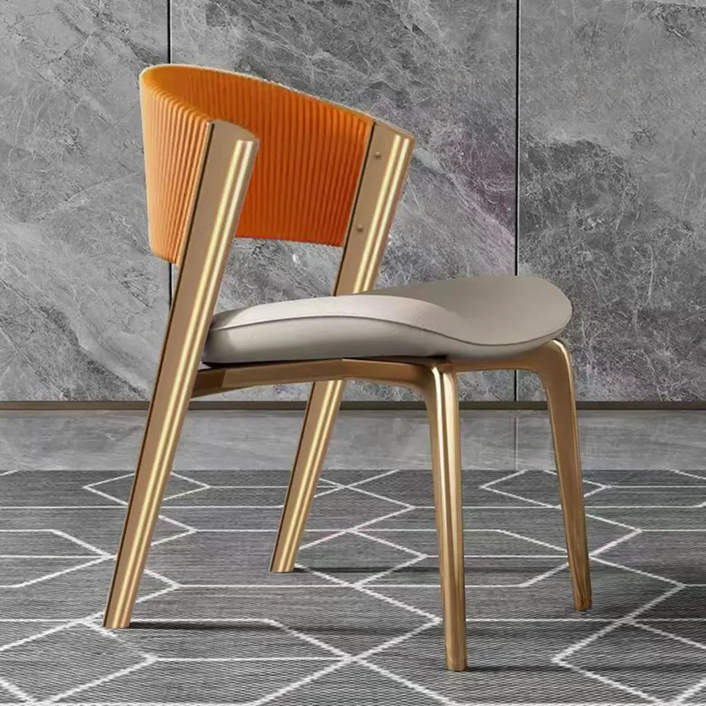 Glam Modern Low Back Faux Leather Dining Chair