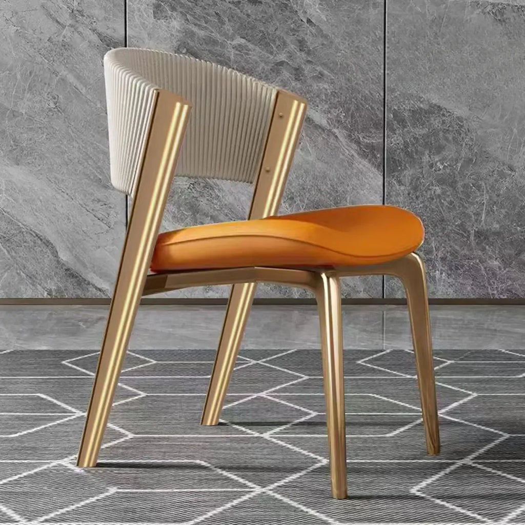 Glam Modern Low Back Faux Leather Dining Chair