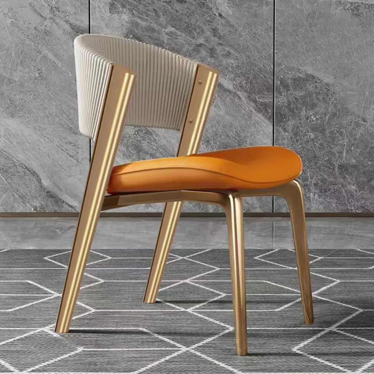 Glam Modern Low Back Faux Leather Dining Chair