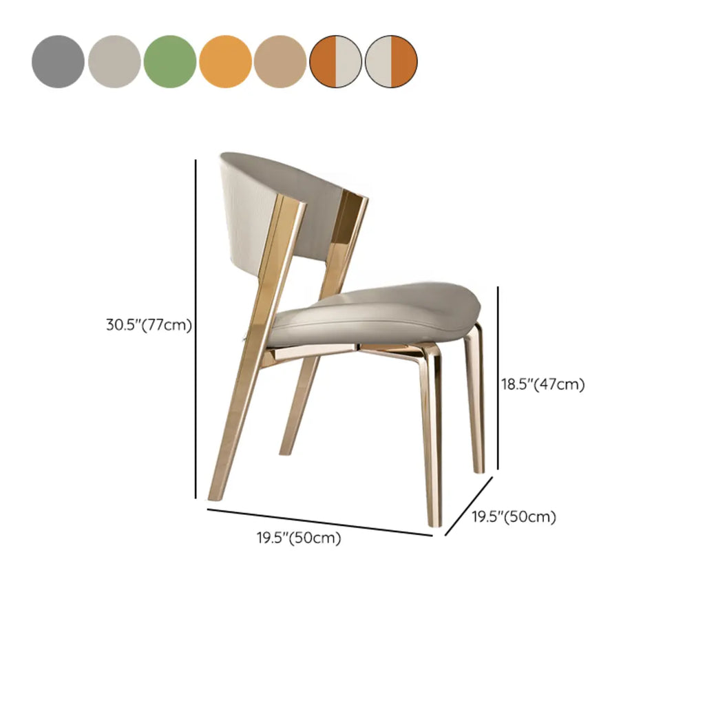 Glam Modern Low Back Faux Leather Dining Chair