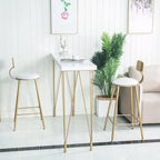 Sleek Counter Height Bar Table Wood Top Gold Base for Dining