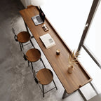 Sleek Brown Pine Shelf Storage Bar Tables